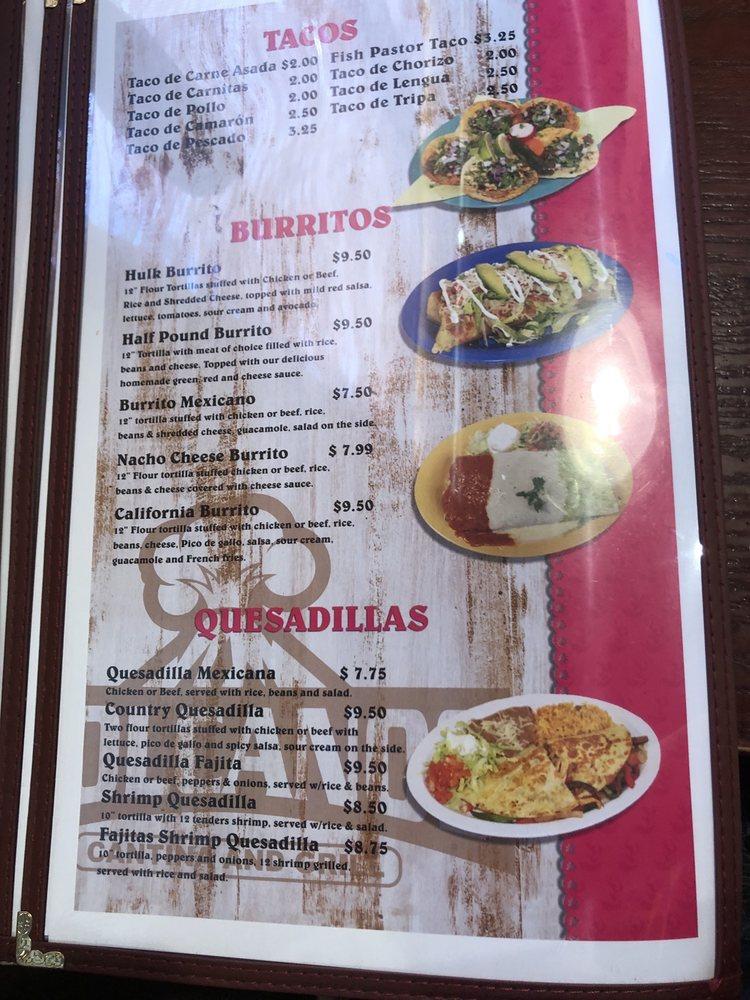 Menu at Volcano's Cantina and Grill restaurant, Norman