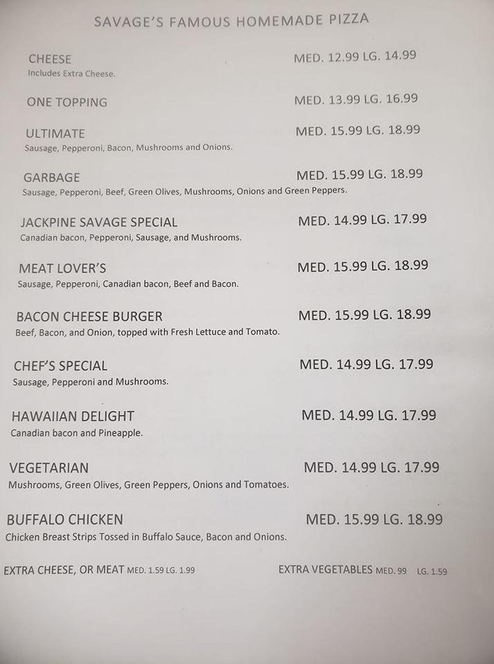 Menu at Jackpine Family Diner restaurant, Littlefork