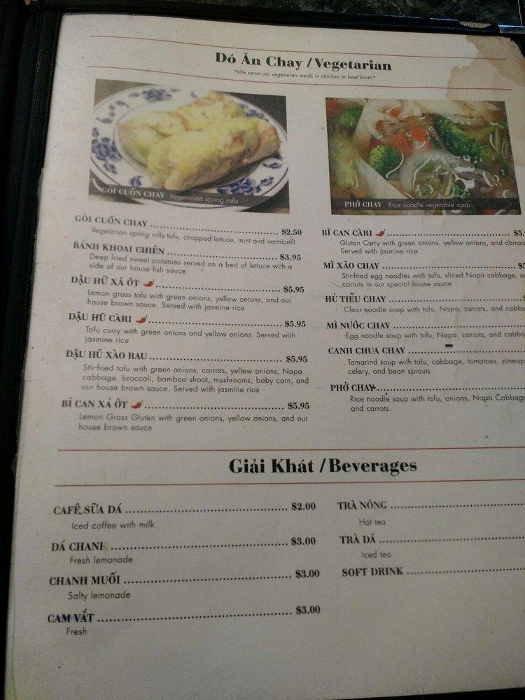 Menu at Vietnam Cafe, Kansas City, 522 Campbell St