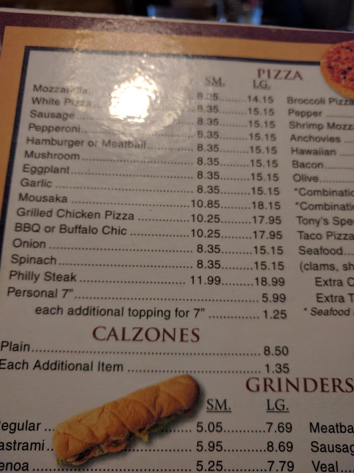 Menu at Jewett City Pizza Palace pizzeria, Griswold