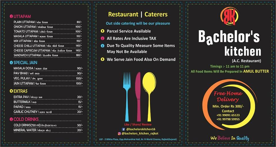 Bachelor's Kitchen menu