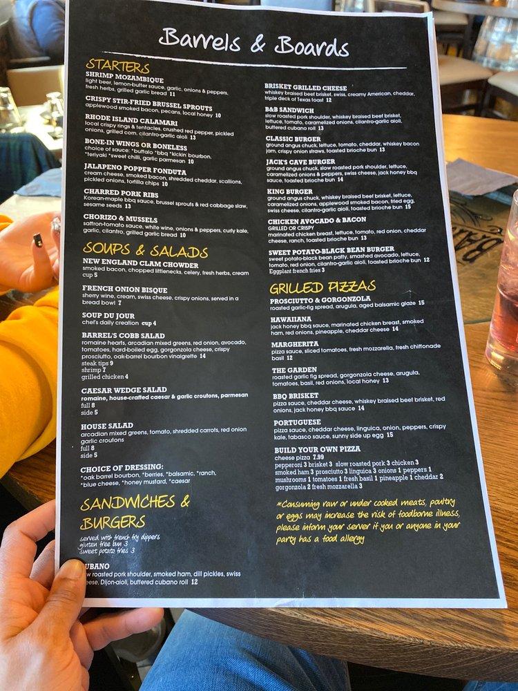 Menu at Barrels and Boards, Raynham
