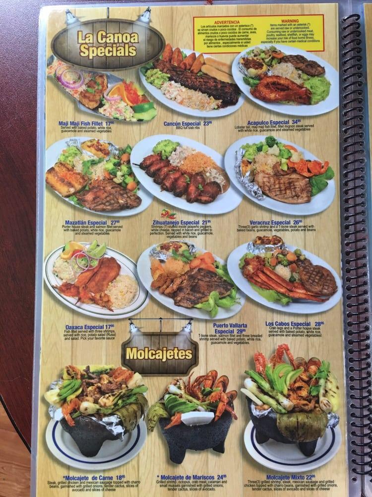 Menu at La Canoa restaurant, Waukegan