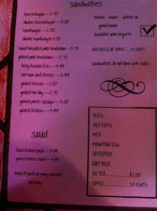 Menu at Pool Hall pub & bar, Platte City