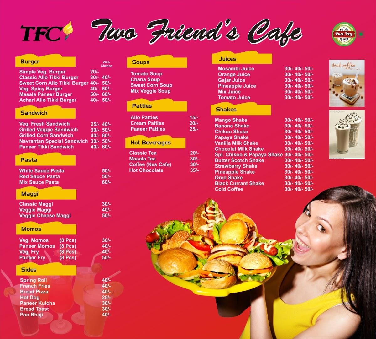 Two Friends Cafe menu