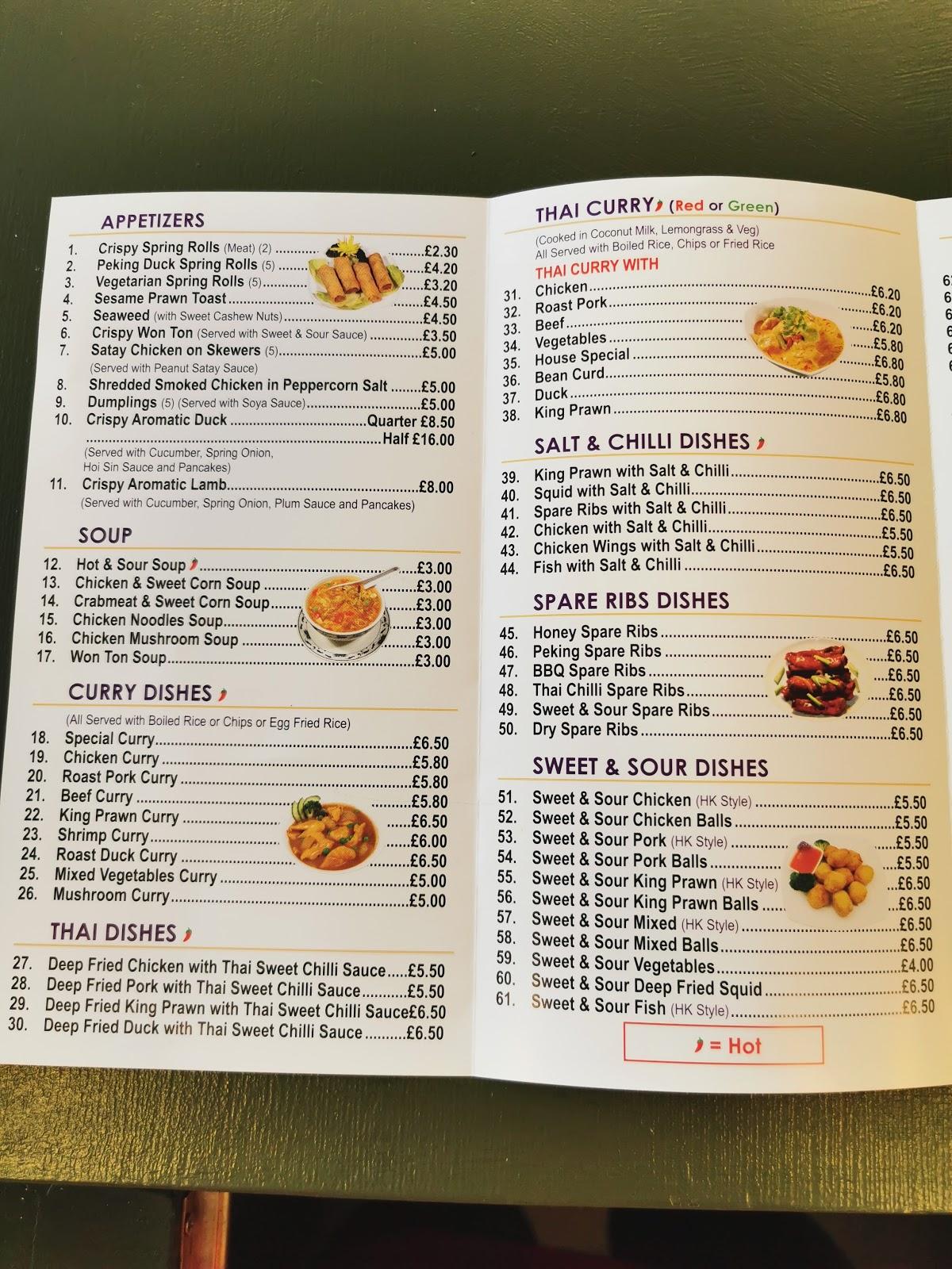 Menu at Chopsticks restaurant, Radstock