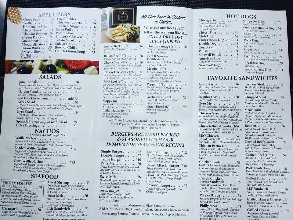 Menu at Beef Village restaurant, Woodstock