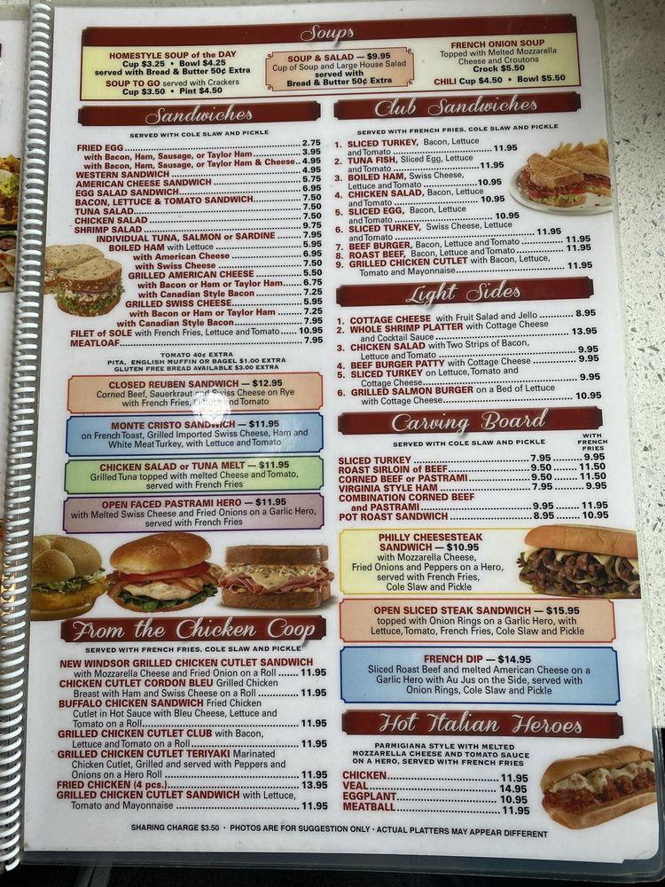 Menu at Coach Diner restaurant, New Windsor