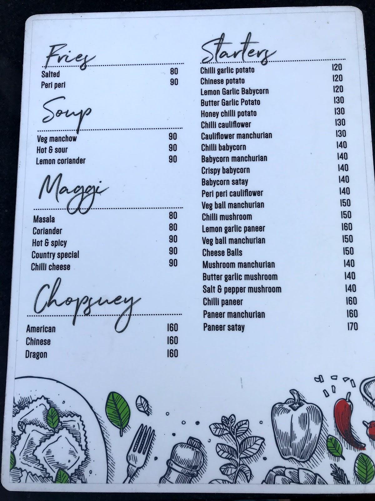 Nonsense Cafe menu