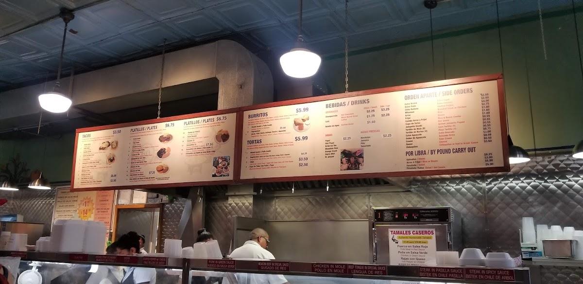 Menu at Taqueria El Milagro restaurant, Chicago, S Blue Island Ave
