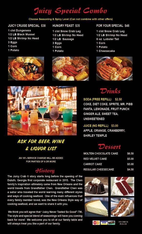 Menu at The Juicy Crab McDonough pub & bar, McDonough