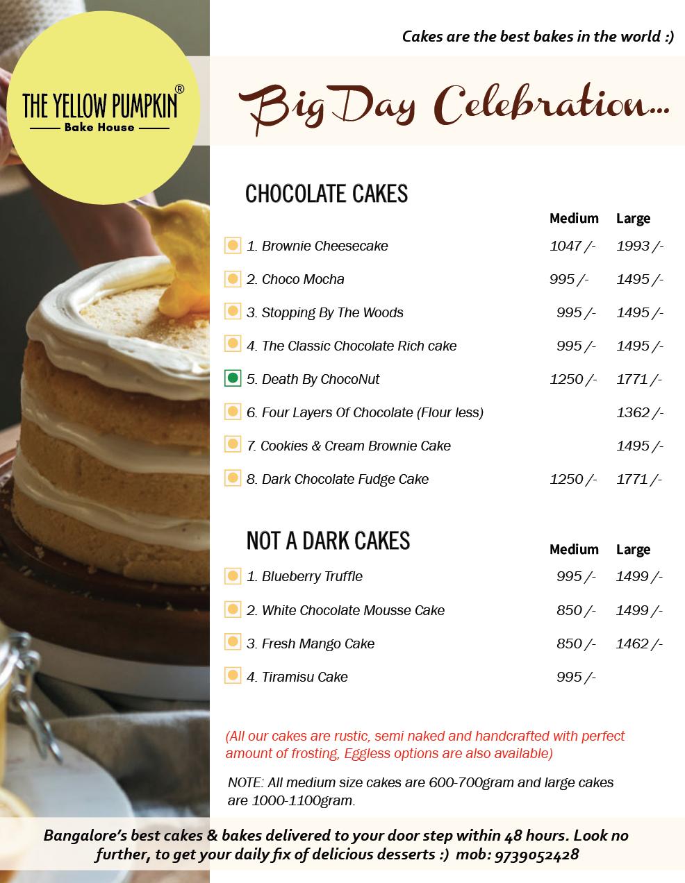 Menu at The Yellow Pumpkin - Bake House, Bengaluru