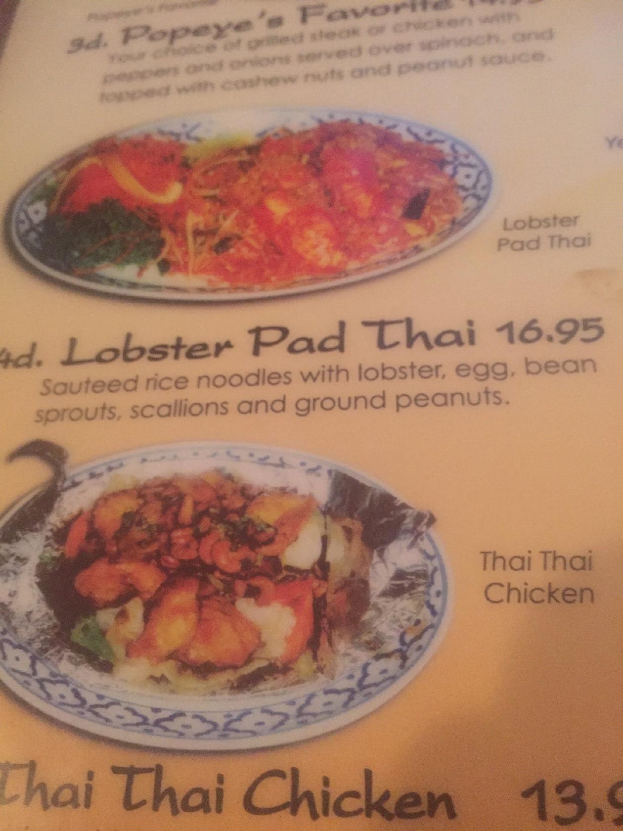 Menu at Thai Thai Cocoa Village restaurant, Cocoa