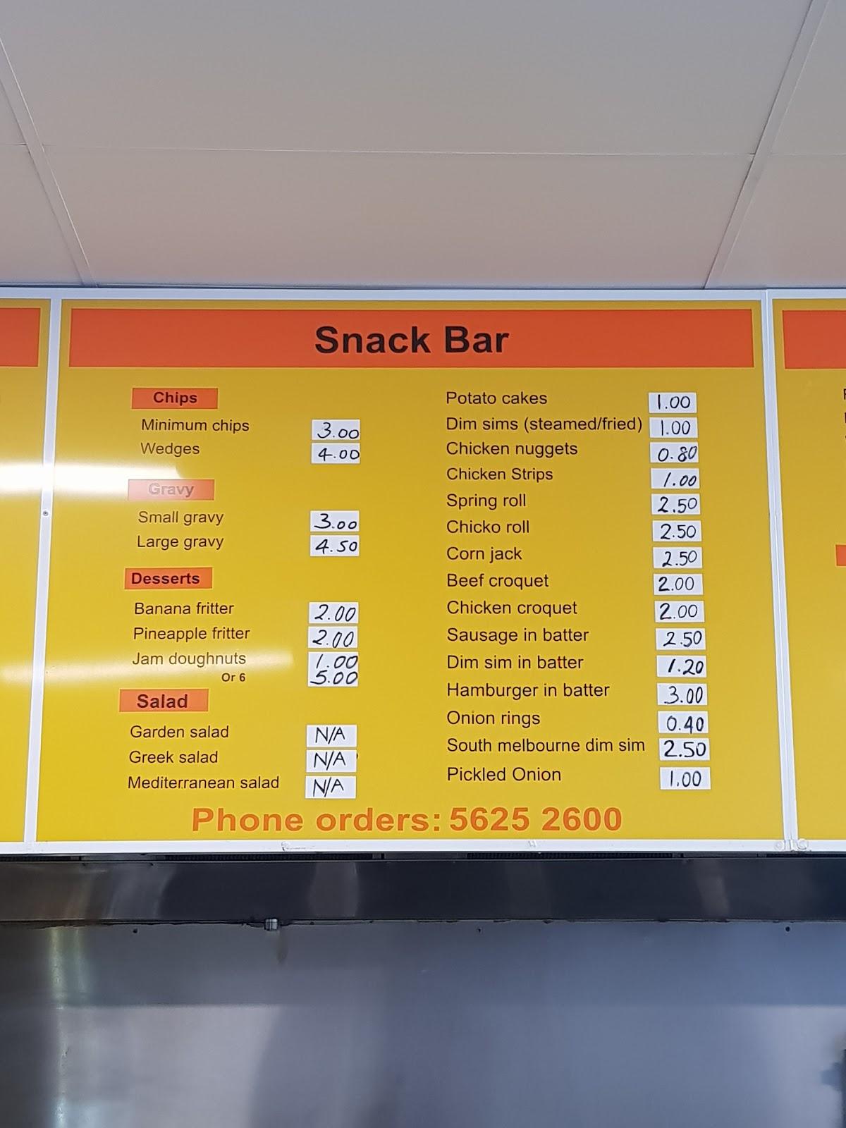 Menu at Gippy Fish N Chips restaurant, Drouin