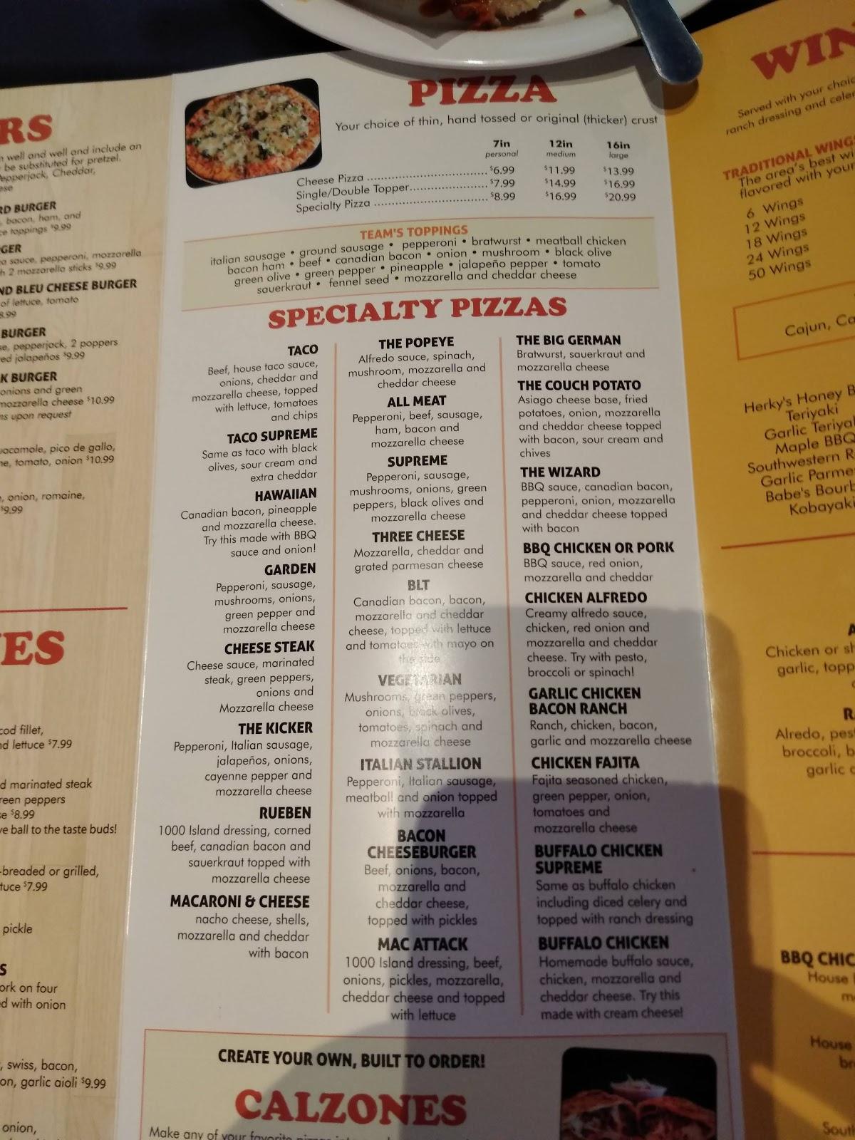 Menu at Hall Of Fame Pizza & Wings pizzeria, DeWitt