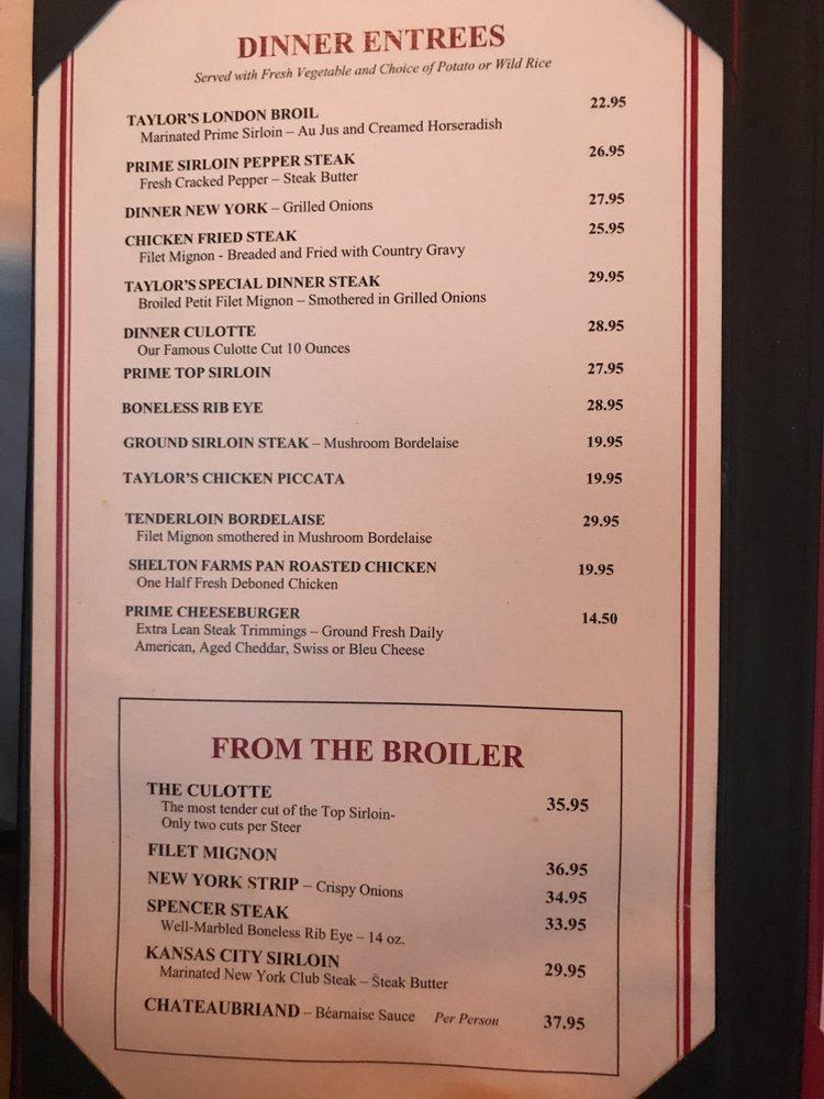 Menu at Taylor's Steak House steakhouse, La Cañada Flintridge