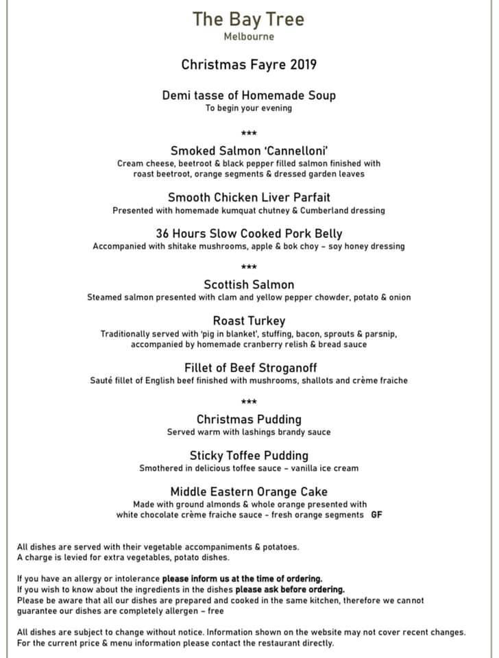 Menu at The Bay Tree Restaurant Ltd, Derby