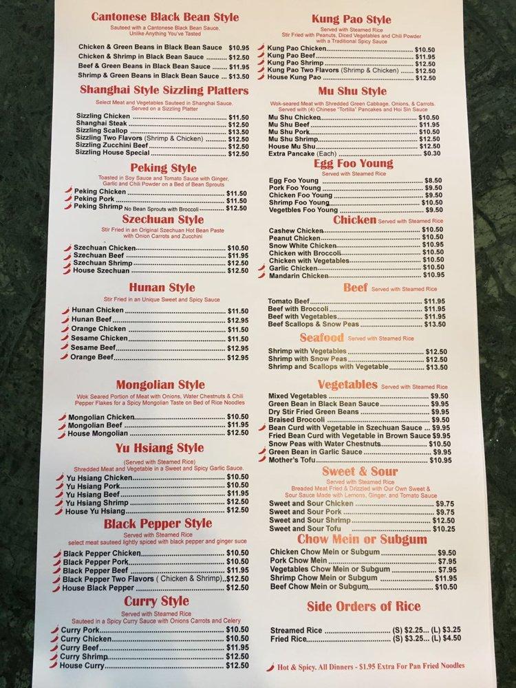 Menu at Yi's Wok restaurant, Redmond