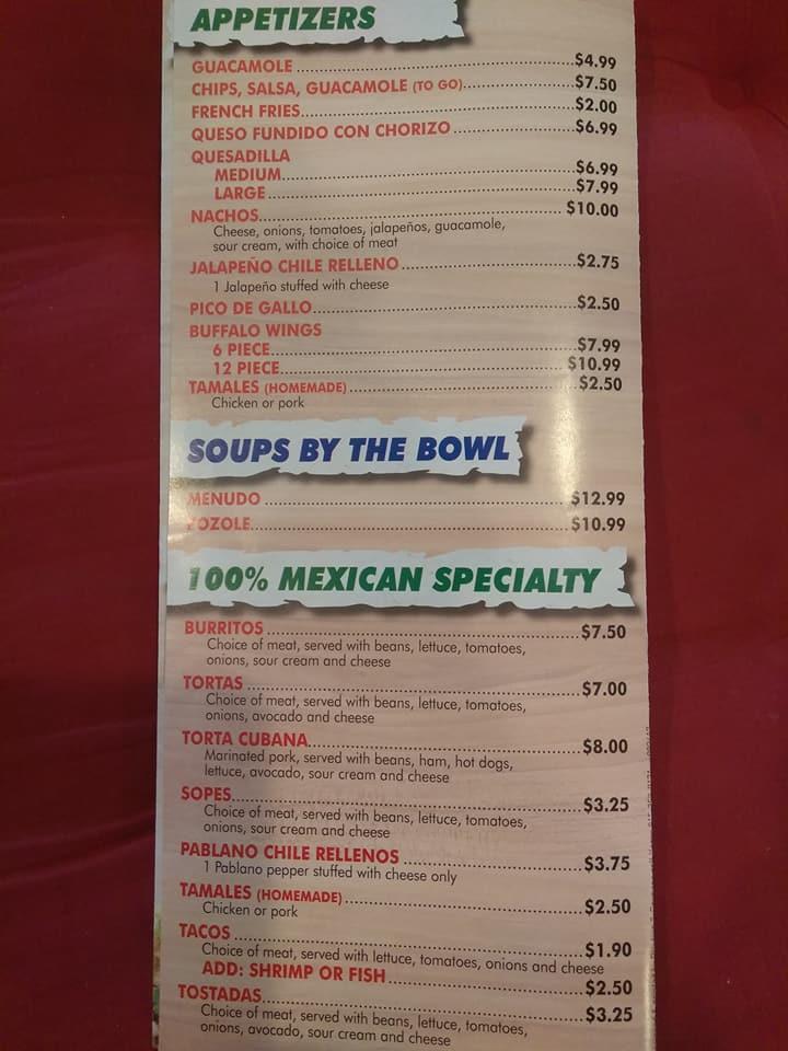 Menu at The Patroons Mexican Restaurant, McHenry