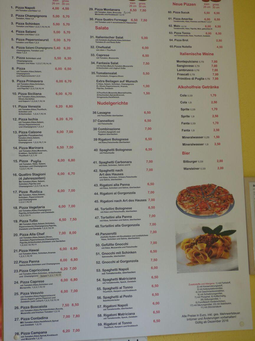 Speisekarte von Pizzeria da Rosi, Taunusstein