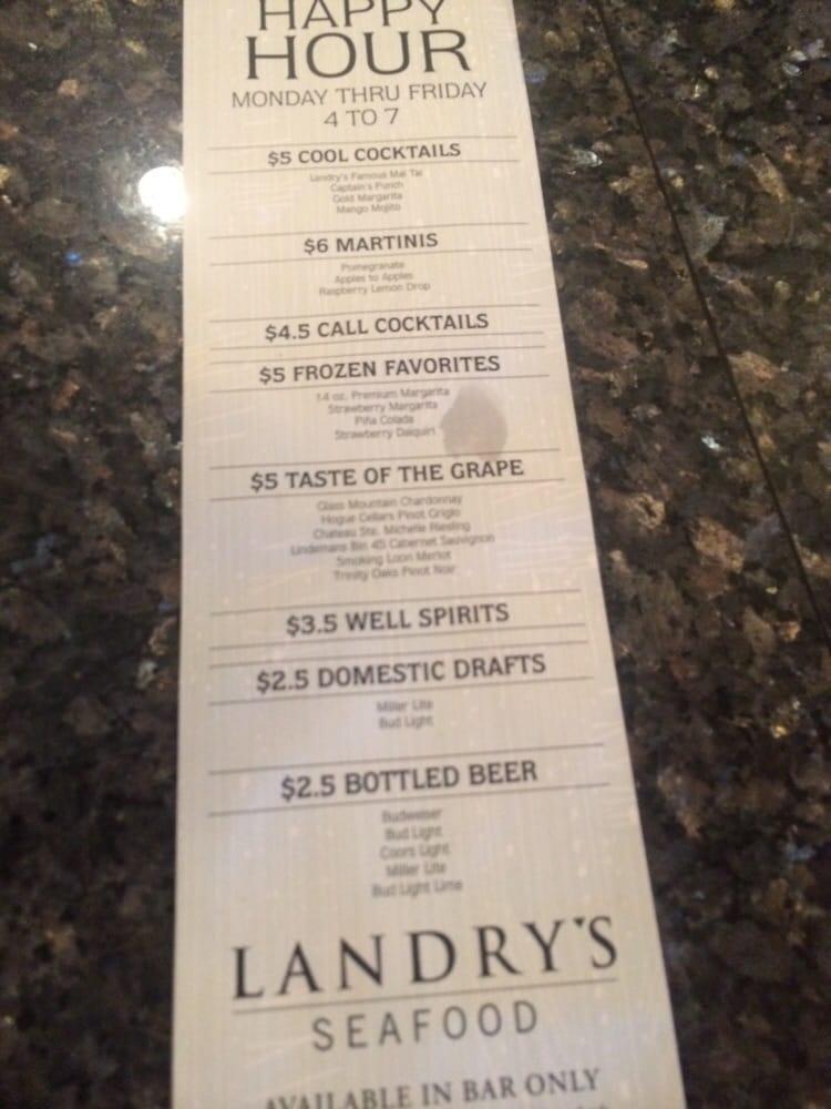 Menu at Landry's Prime Seafood & Steaks steakhouse, Galveston