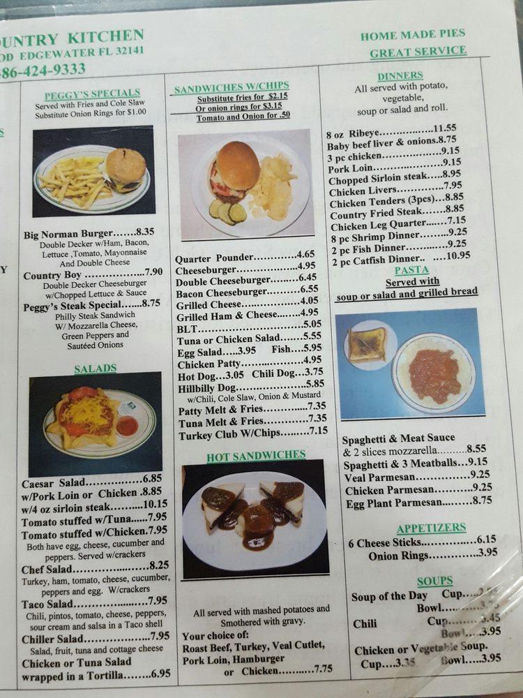 Menu at Peggy's Country Kitchen restaurant, Edgewater