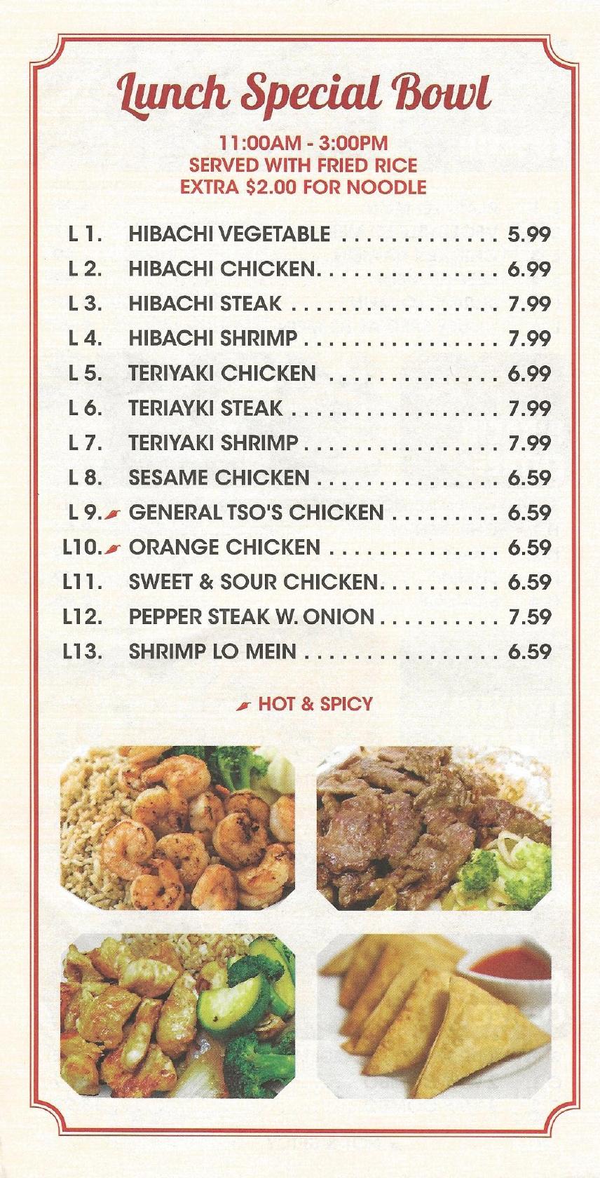 Menu at Yoshi Express restaurant, Augusta, Windsor Spring Rd suite 12
