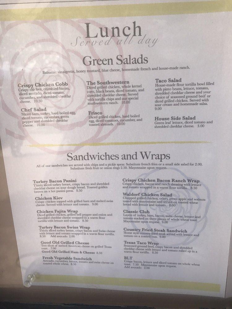 Menu at The Rose cafe, Pagosa Springs, 408 Pagosa St