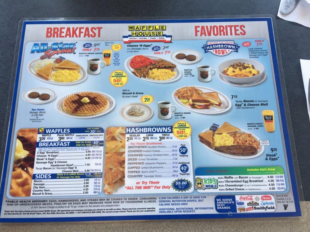 Carta de Waffle House, Calera, Montgomery Hwy