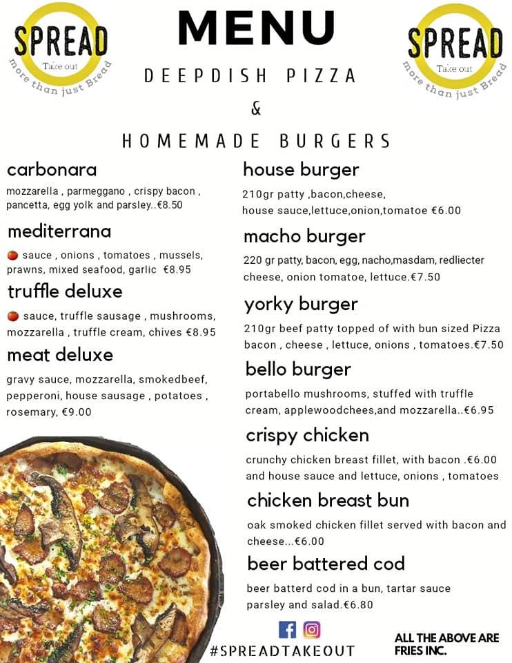 Menu at Spread Take Out restaurant, Żejtun