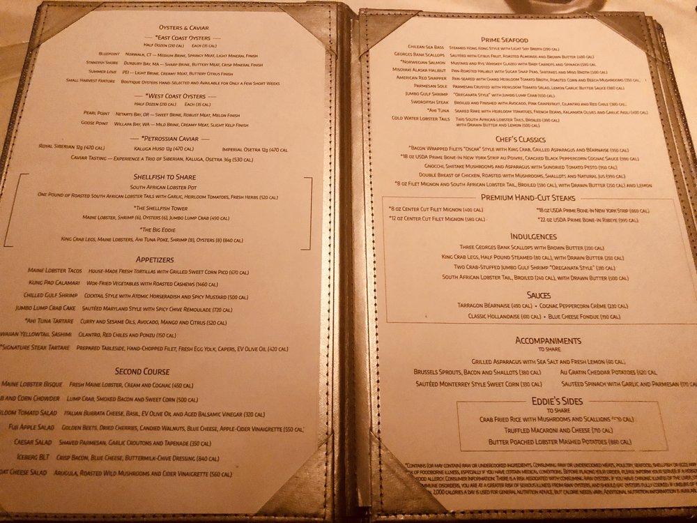 Menu at Eddie V's Prime Seafood steakhouse, Scottsdale, N Scottsdale Rd ...