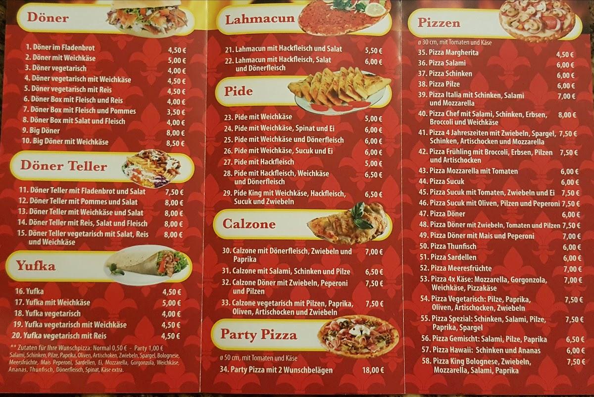 Menu at King Pizza Döner Durmersheim