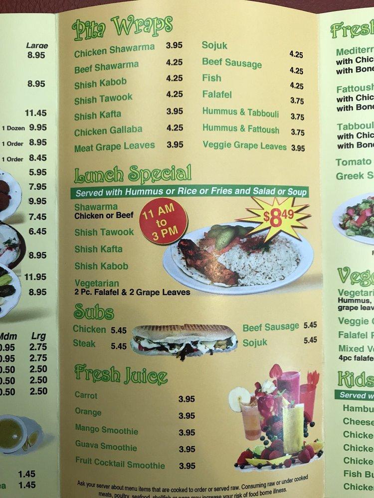 Menu at Canton Pita by My Shawarma Restaurant, Canton