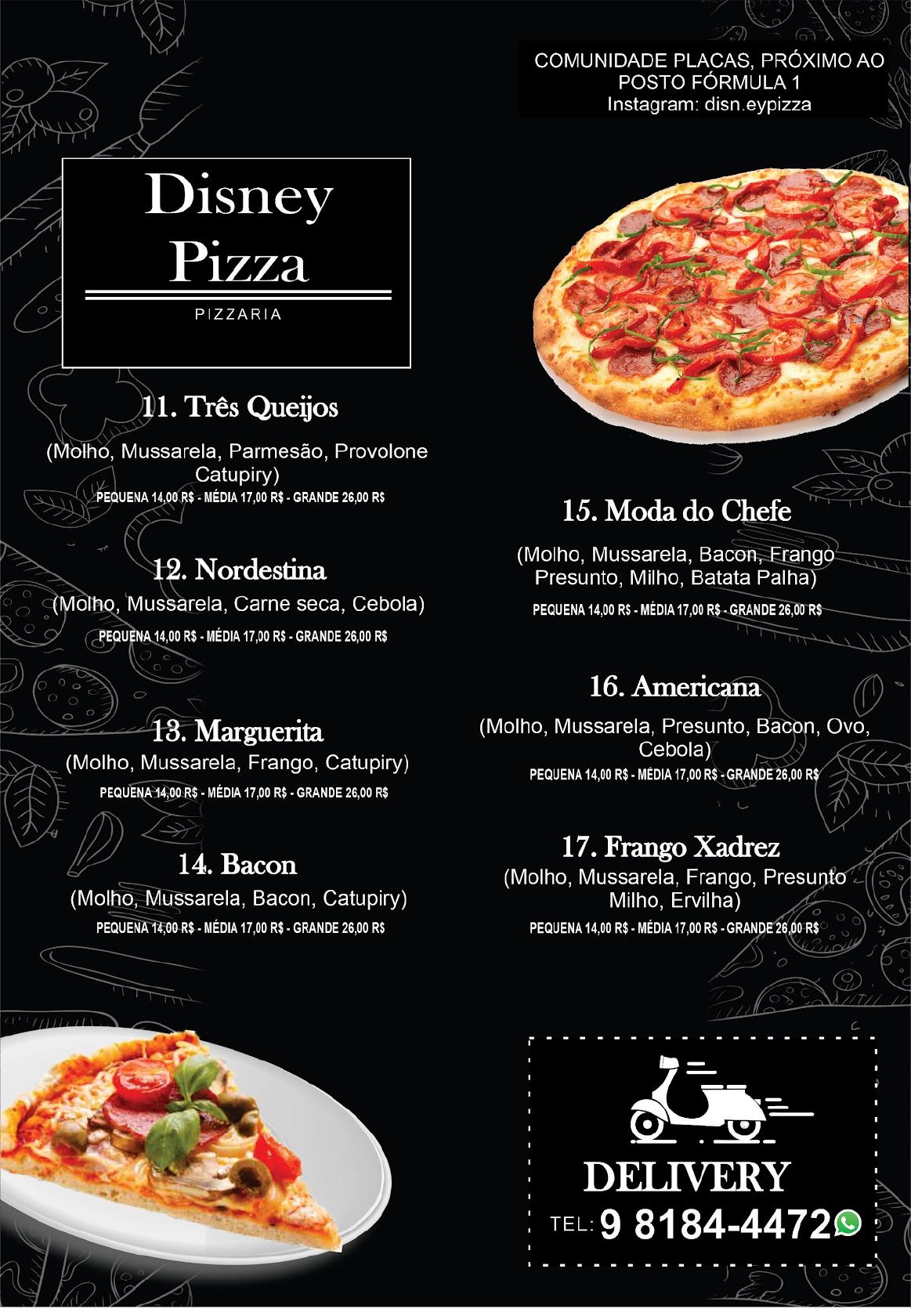 Pizzaria Disney Pizza cardápio