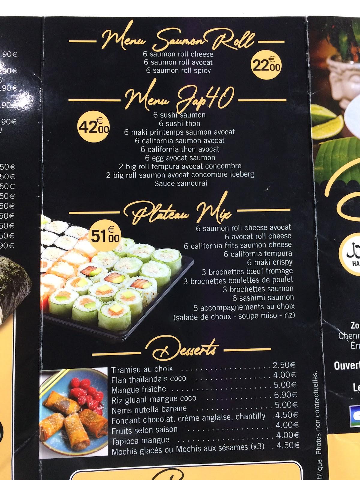 Menu de BANH THAI