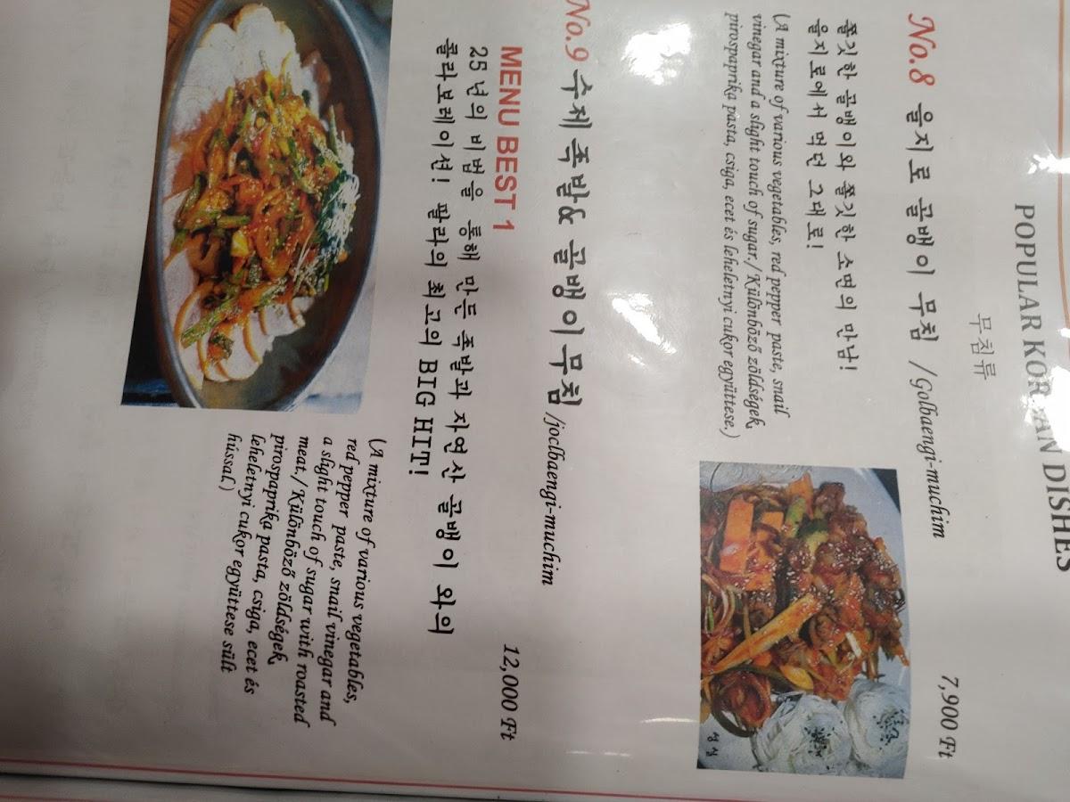 Menu at Bibimbap Korean Restaurant, Budapest