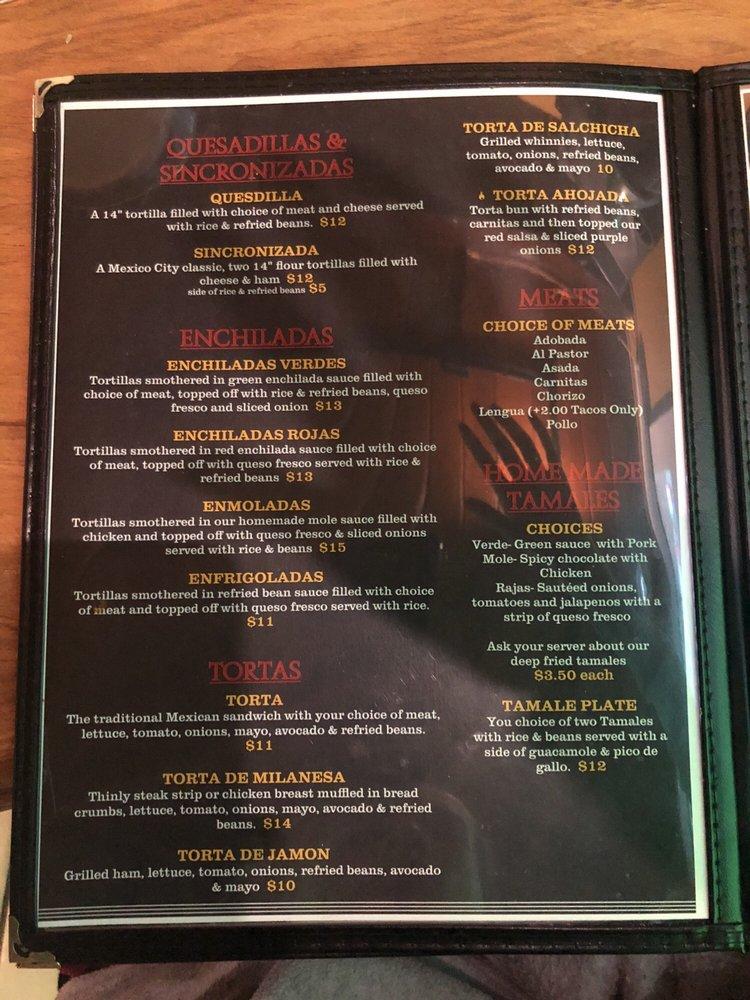 Menu at El Legendario Mexican Restaurant, Seattle