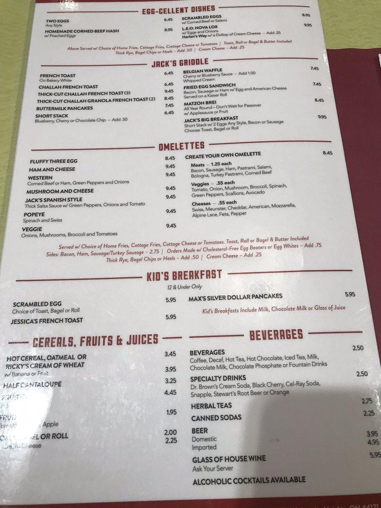 Menu at Jack's Deli and Restaurant, Cleveland