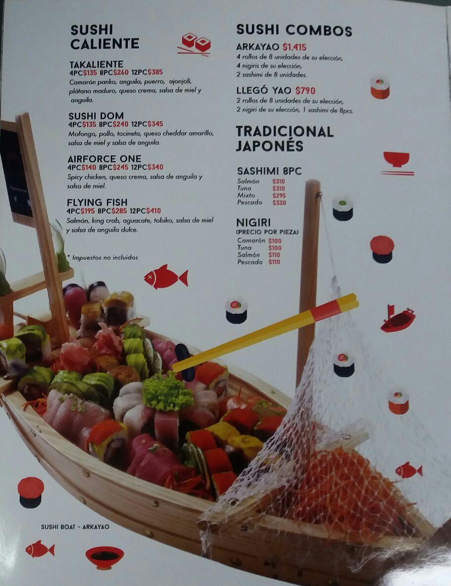 Menu at Yao Asían Cuisine Piantini restaurant, Santo Domingo, Plaza