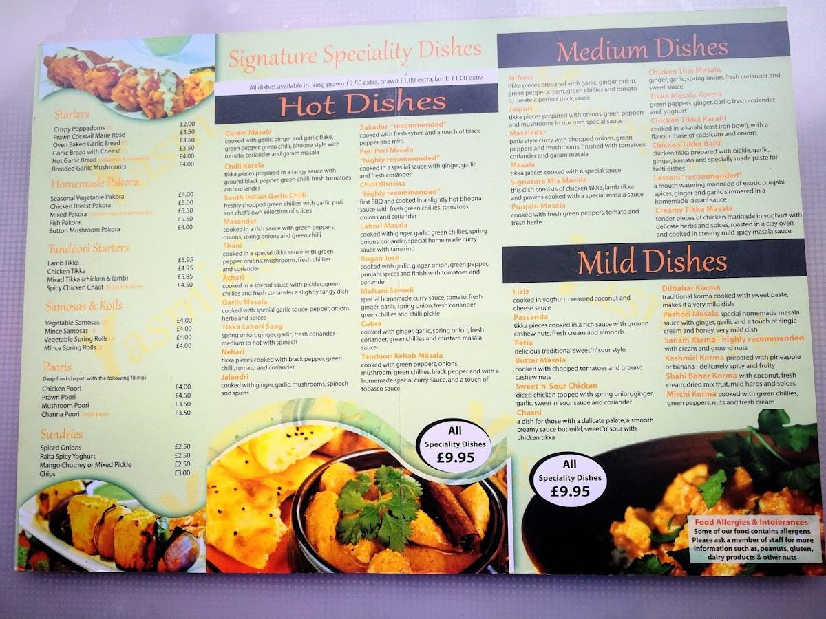 Menu at Yasmins Fine Indian Cuisine Girvan restaurant, Girvan