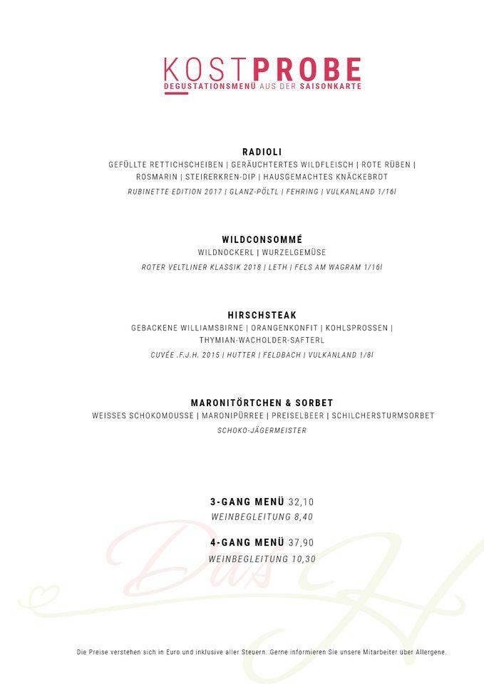 Menu at Landhotel Restaurant Herbst, Feldbach