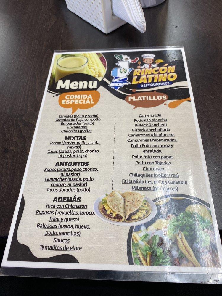 Menu at Rincon Latino Restaurant, Charlotte