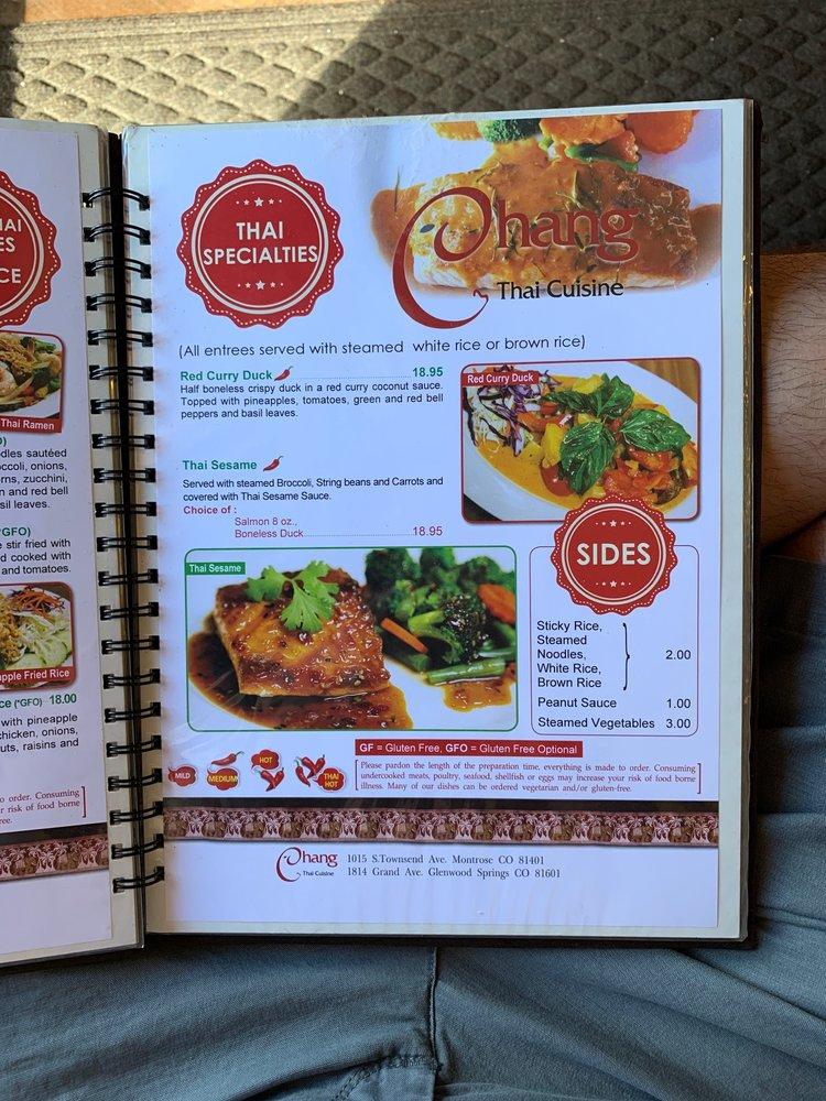 Menu at Chang's Thai Viet & Japanese restaurant, Montrose