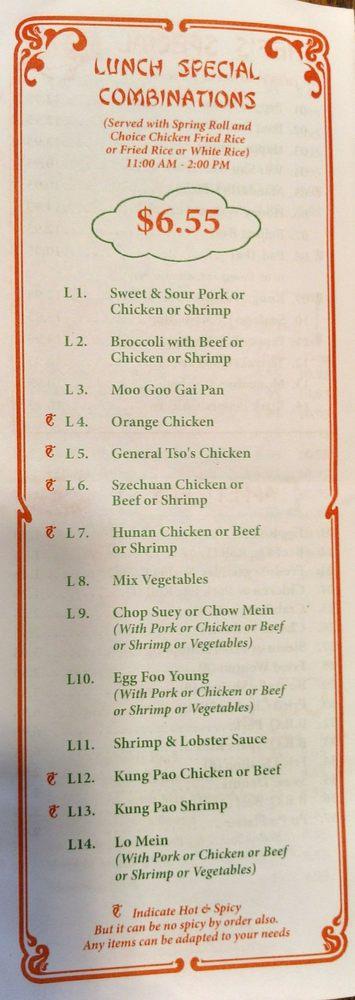 Menu At Green Island Chinese Restaurant, Danville