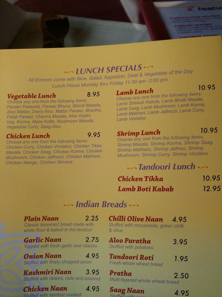 Menu at Karma Indian Cuisine and Lounge restaurant, Puyallup