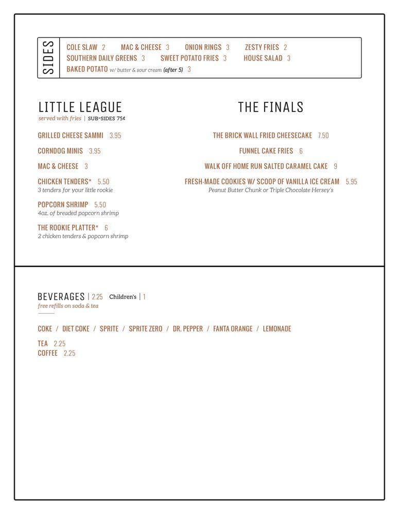 Menu at The BrickWall Sports Bar & Grille, Port Saint Joe