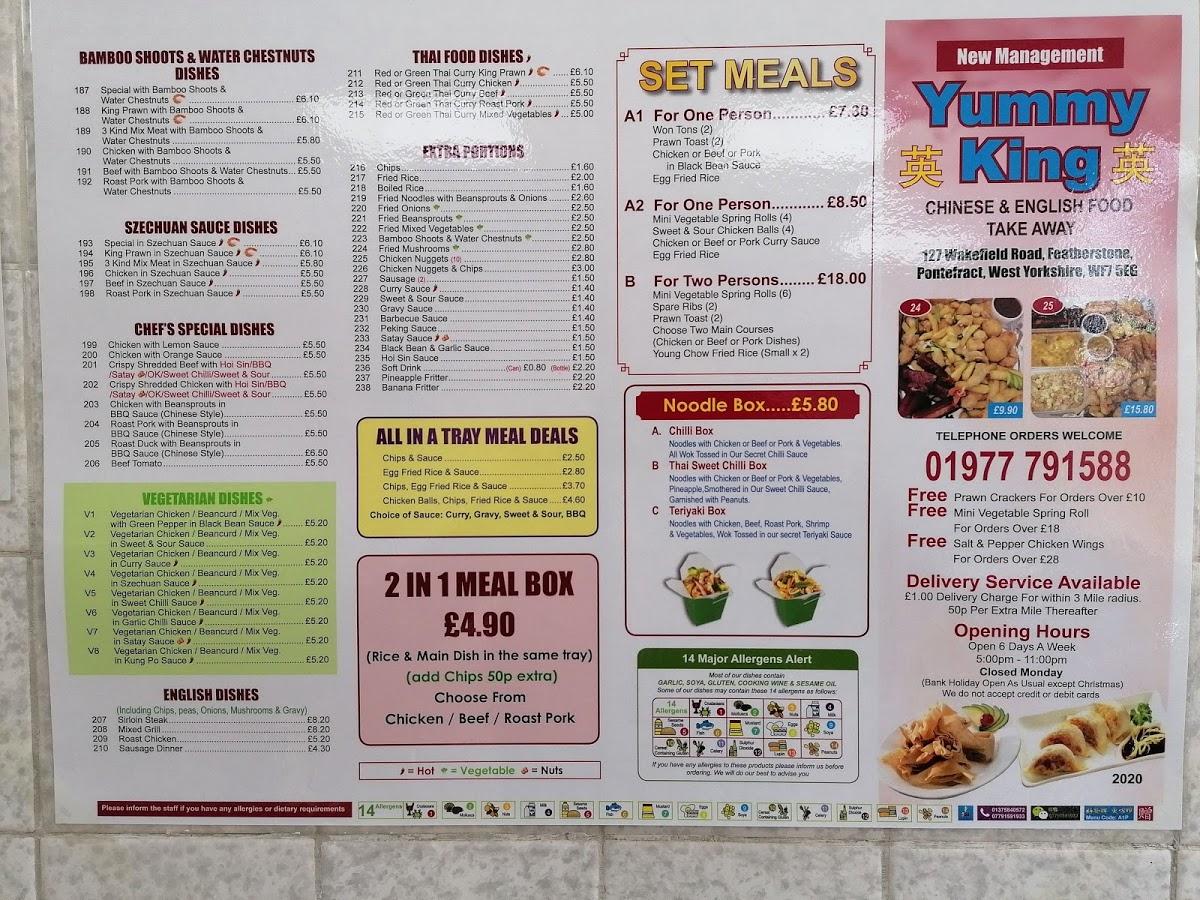 Menu at Yummy king, Pontefract, 127 Wakefield Rd