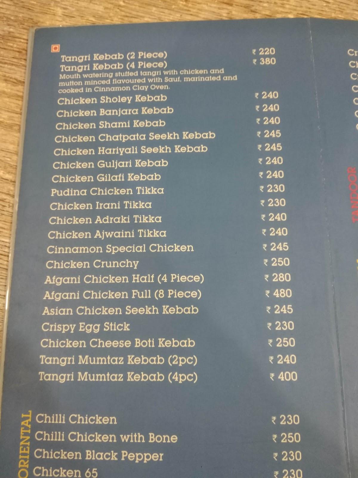 Menu at Cinnamon Restaurant, Gorakhpur, Shop No.15