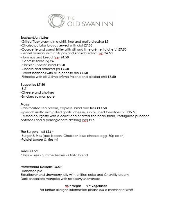 Menu at The Old Swan Inn pub & bar, Llantwit Major