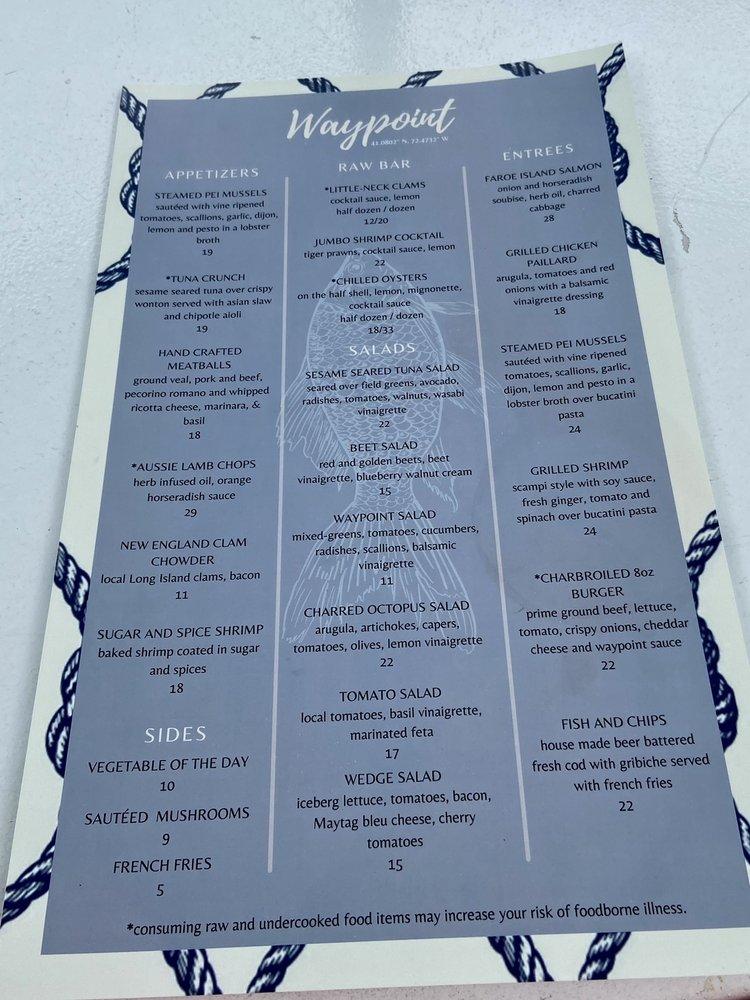 Menu At Waypoint Restaurant Southold